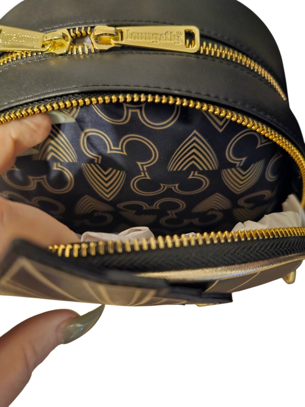 Disney Black & Gold Art Deco Mickey & Minnie Great Gatsby Backpack - Picture 10 of 10